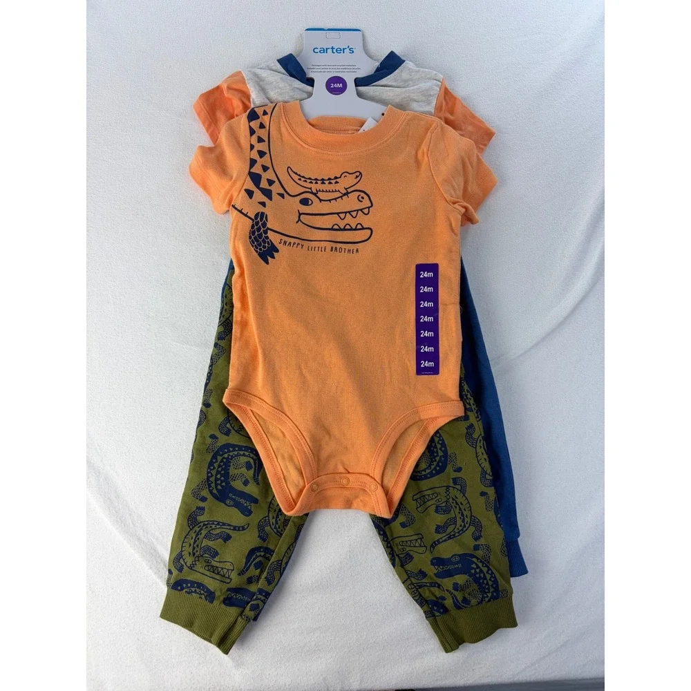 Carter's 4-Piece Outfit Set Boys 24M Snappy Little Brother Jogger Bodysuit NEW